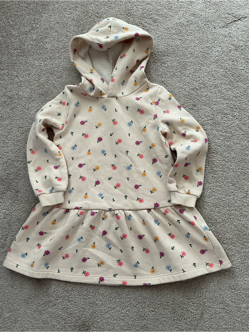 TUCKER AND TATE HOODED FLORAL SWEATSHIRT DRESS- SIZE 4